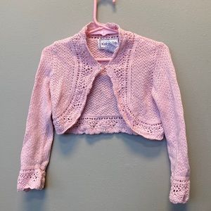 Kobe kids Pink crochet pink sweater child’s size 6.